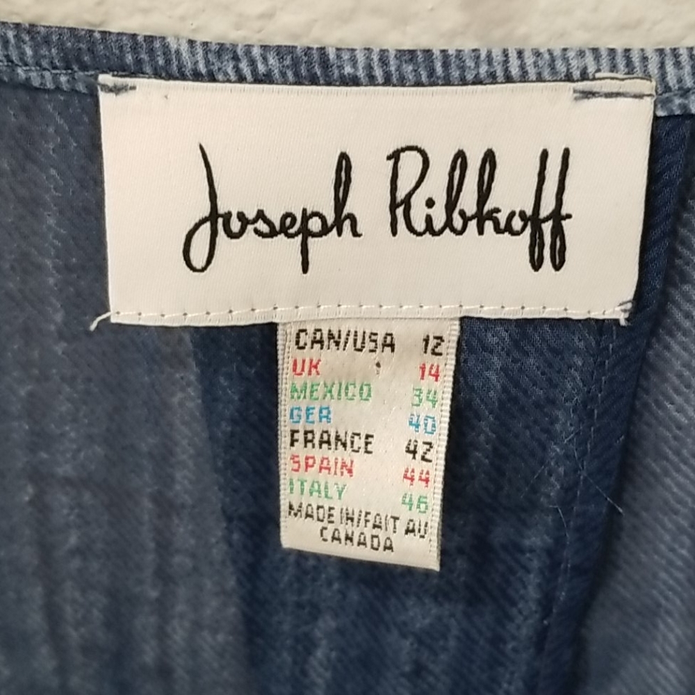 Joseph Ribkoff Sheer Denim Pattern Open Back 12 - Picture 2 of 5